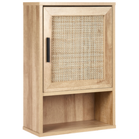Armadietto da bagno in particelle di legno chiaro Rattan intrecciato 40 x 60 cm Boho Design