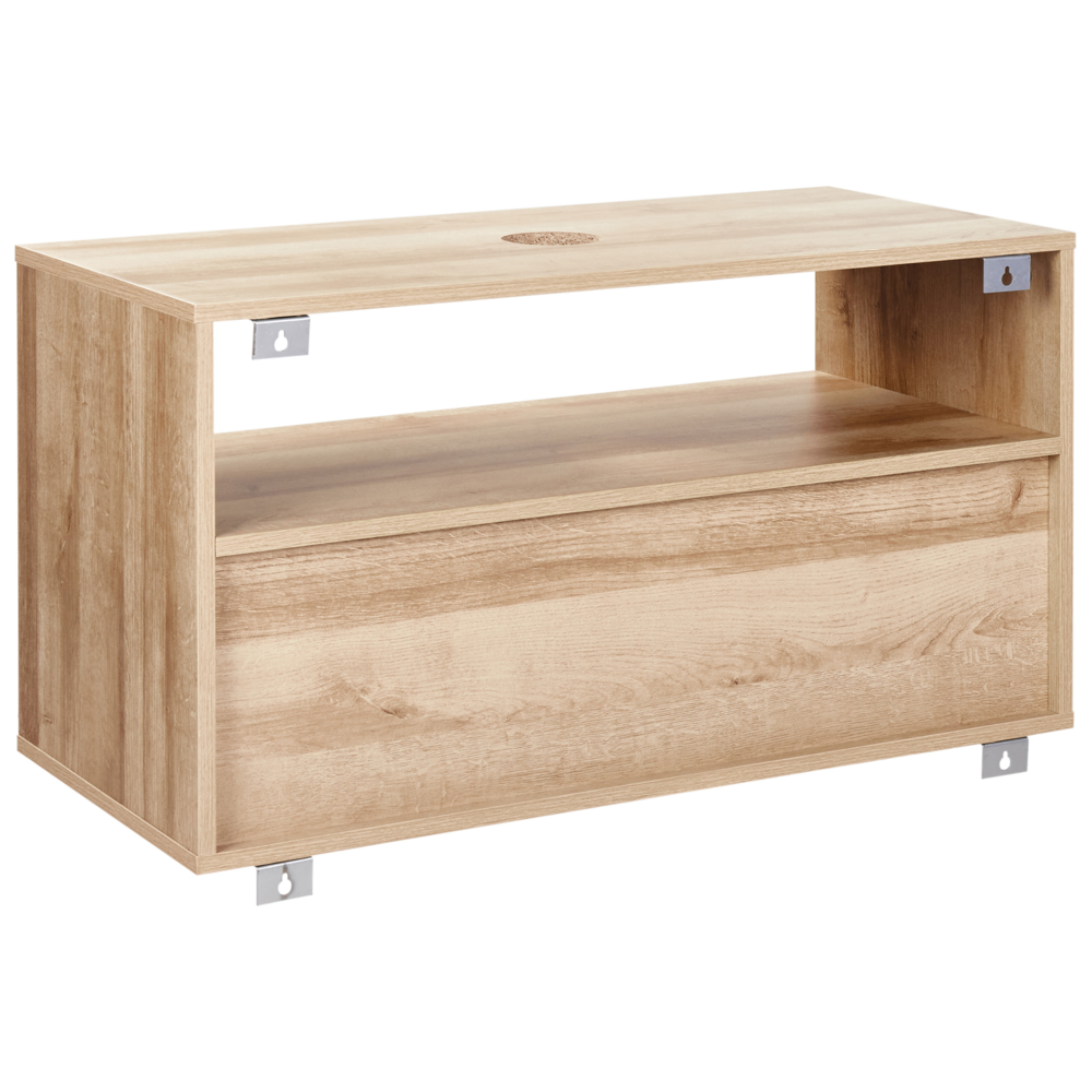 Armadietto da bagno in legno chiaro in particelle di legno Rattan frontale appeso a parete Treccia 86 x 45 cm Boho Design