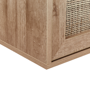 Armadietto da bagno in legno chiaro in particelle di legno Rattan frontale appeso a parete Treccia 86 x 45 cm Boho Design