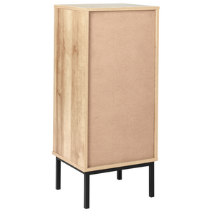 Mobiletto da bagno in particelle di legno chiaro Rattan intrecciato 40 x 92 cm Boho Design