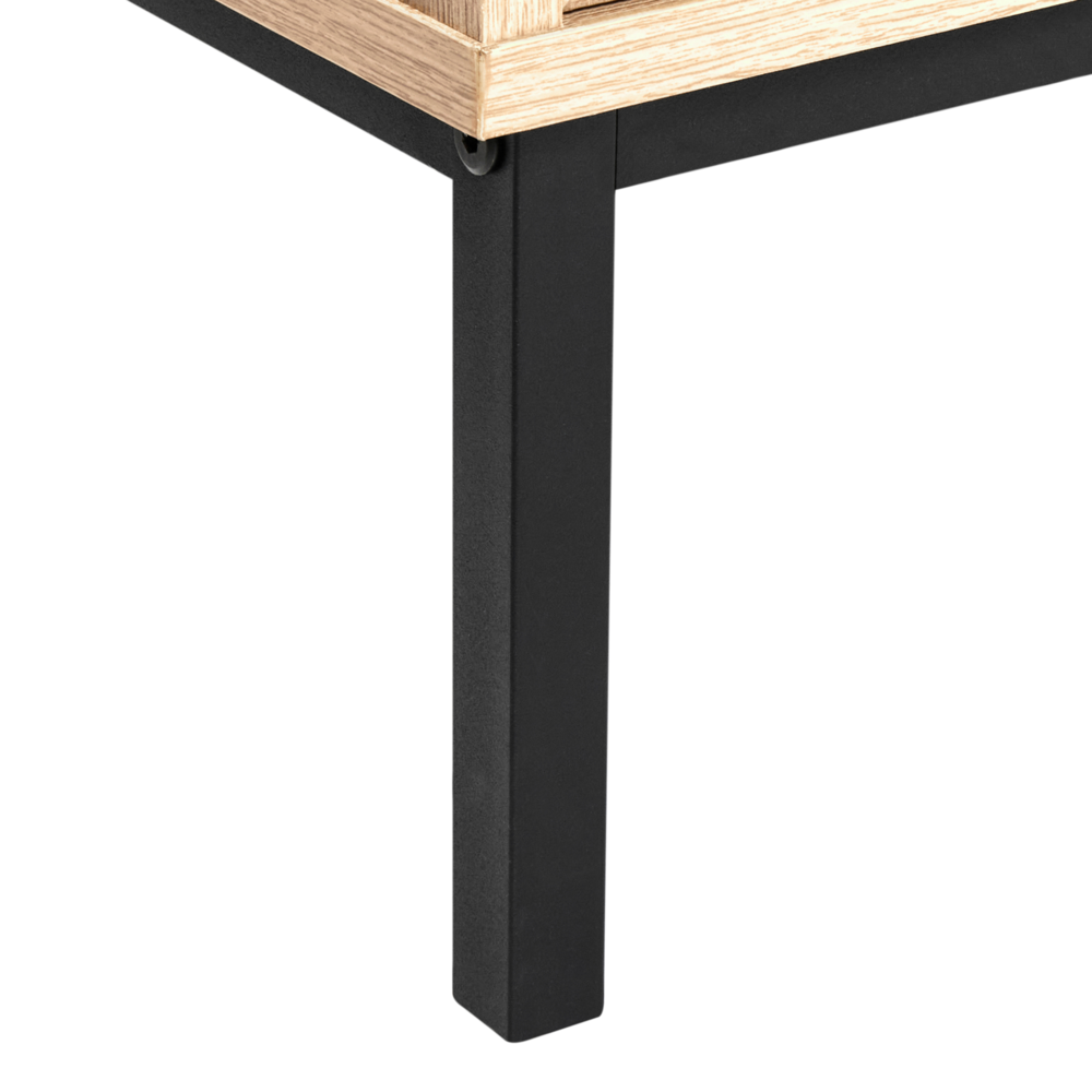 Mobiletto da bagno in particelle di legno chiaro Rattan intrecciato 40 x 92 cm Boho Design