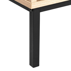 Mobiletto da bagno in particelle di legno chiaro Rattan intrecciato 40 x 92 cm Boho Design