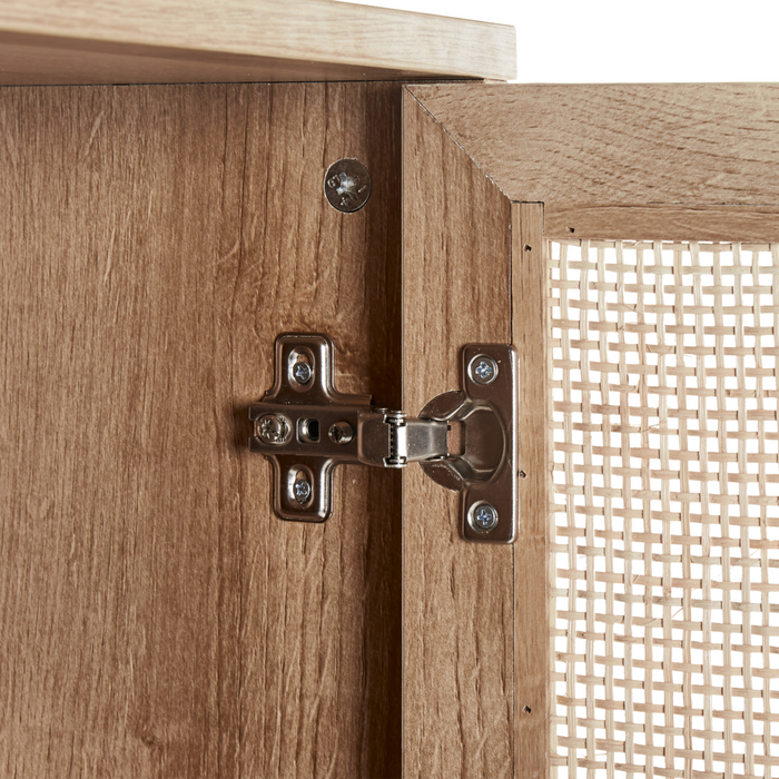 Mobile da bagno in particelle di legno chiaro Rattan intrecciato 40 x 165 cm Boho Design