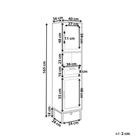 Mobile da bagno in particelle di legno chiaro Rattan intrecciato 40 x 165 cm Boho Design