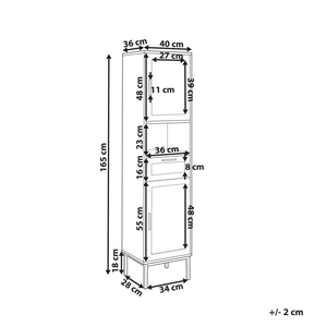 Mobile da bagno in particelle di legno chiaro Rattan intrecciato 40 x 165 cm Boho Design