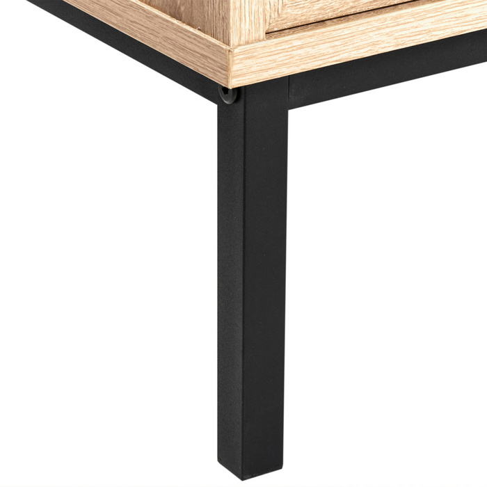 Mobiletto da bagno in particelle di legno chiaro Rattan frontale a treccia 60 x 60 cm Boho Design