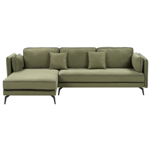 Divano 3 posti angolare regolabile lato destro in tessuto verde stile moderno design classico