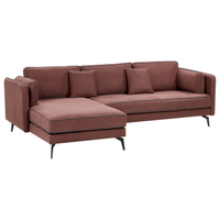 Divano 3 posti angolare regolabile lato destro in tessuto bordeaux stile moderno design classico