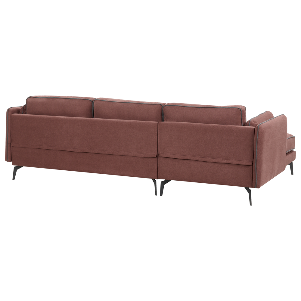 Divano 3 posti angolare regolabile lato destro in tessuto bordeaux stile moderno design classico