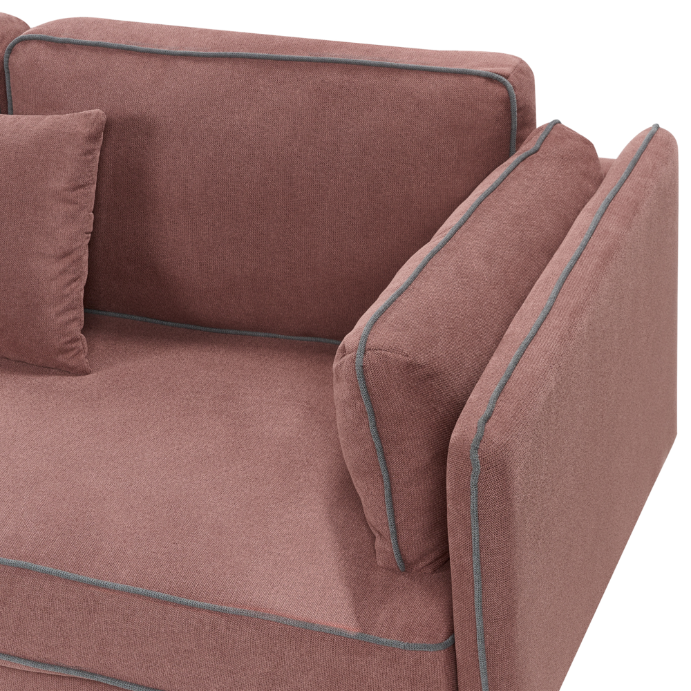 Divano 3 posti angolare regolabile lato destro in tessuto bordeaux stile moderno design classico