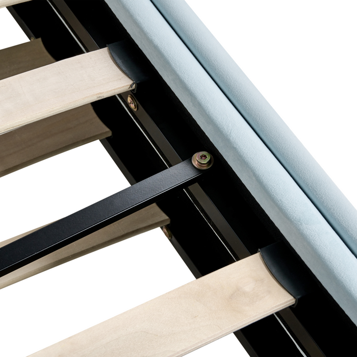 Letto estraibile in velluto blu 90 x 200 cm con struttura imbottita moderna glamour per una cameretta per bambini ospiti