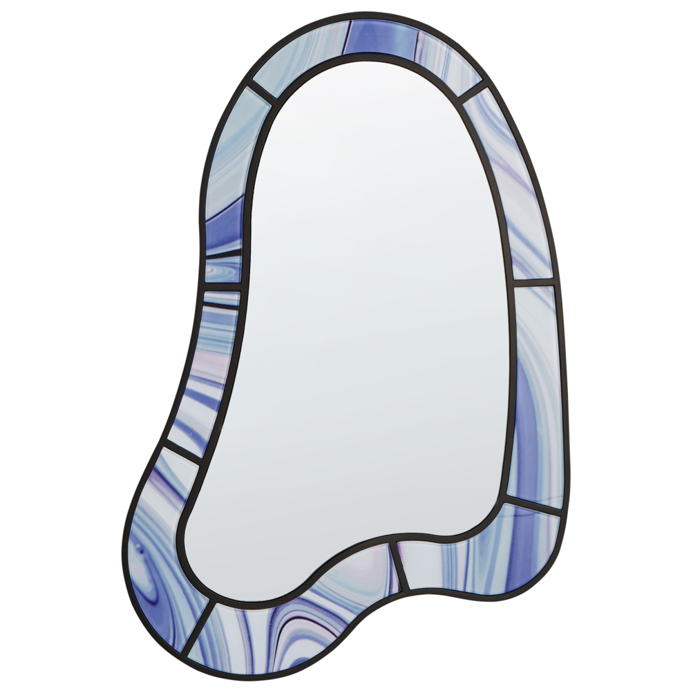 Specchio da parete di forma irregolare e rotonda in vetro viola stile moderno