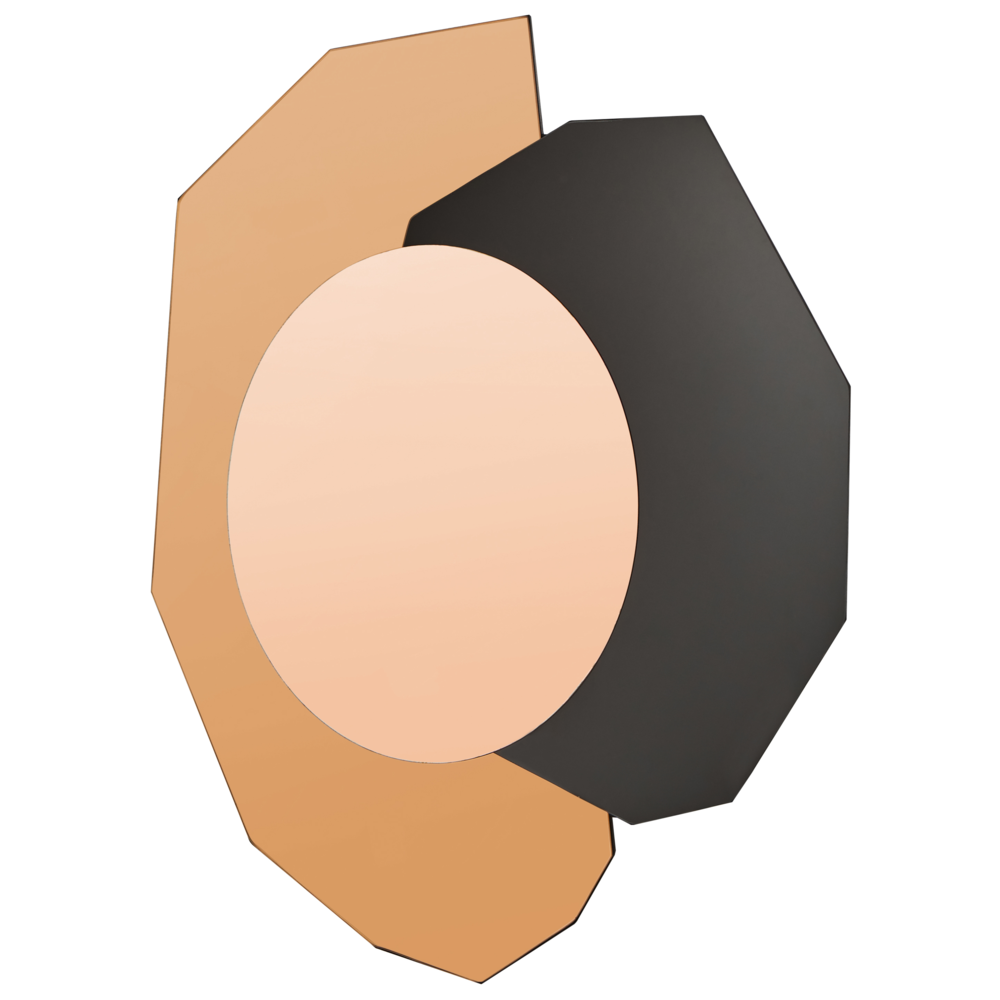 Specchio da parete di forma irregolare in vetro e MDF rosa dorato stile moderno