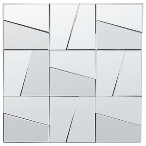 Specchio da parete di forma quadrata con ganci in vetro e MDF argento 80 x 80 cm stile moderno