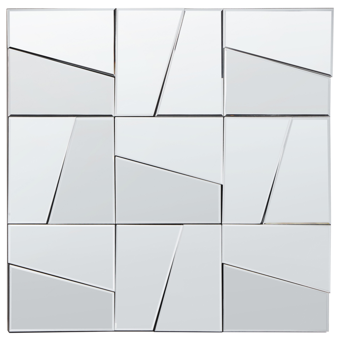 Specchio da parete di forma quadrata con ganci in vetro e MDF argento 80 x 80 cm stile moderno