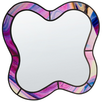 Specchio da parete di forma irregolare in vetro e MDF rosa stile moderno