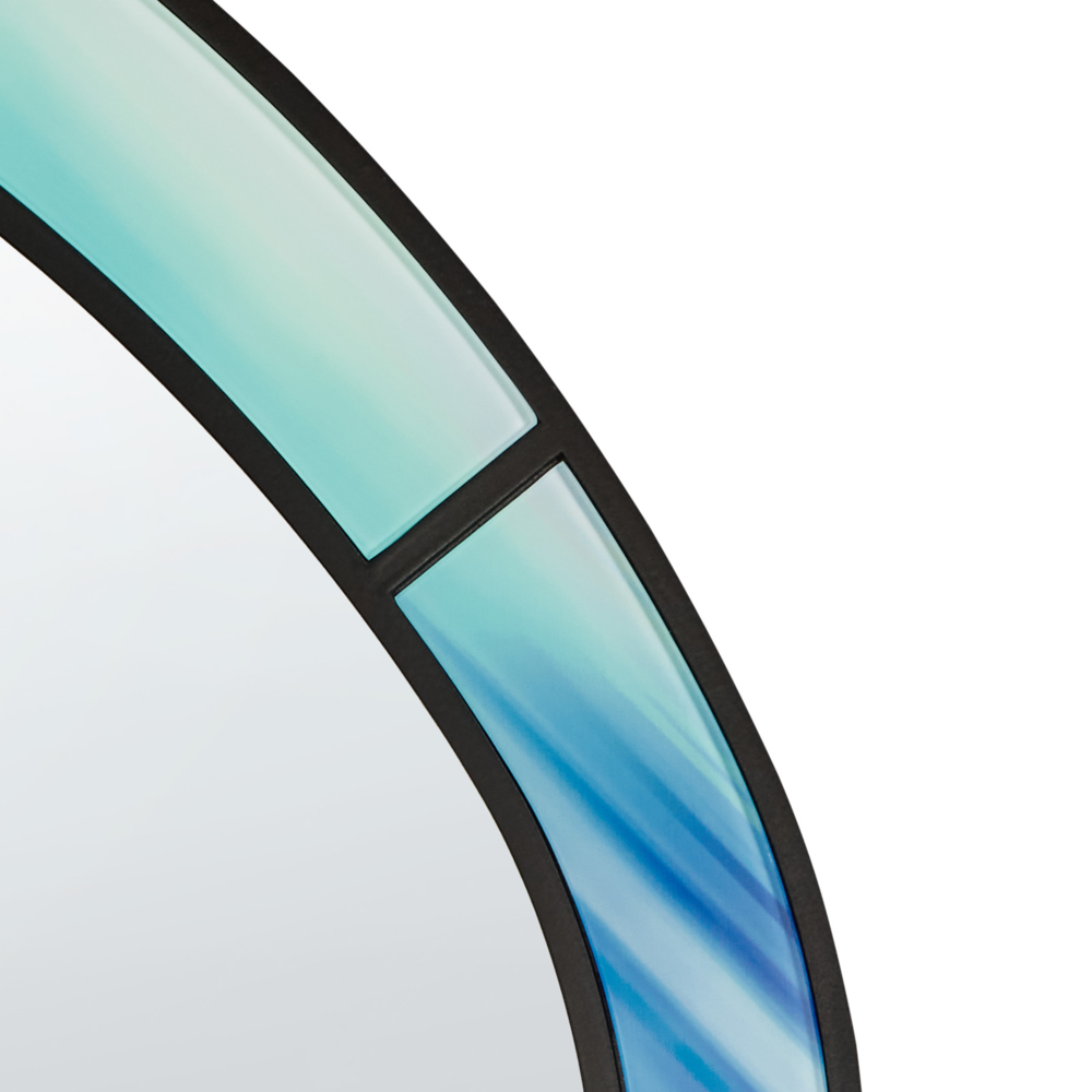 Specchio da parete di forma irregolare e rotonda in vetro e multicolore stile moderno