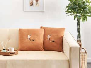 Set di 2 cuscini in poliestere arancione 45 x 45 cm con ricamo sfoderabile Accessorio per la casa Soggiorno