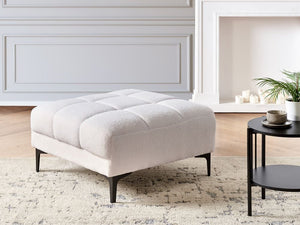 Pouf rettangolare in tessuto bouclè bianco stile elegante