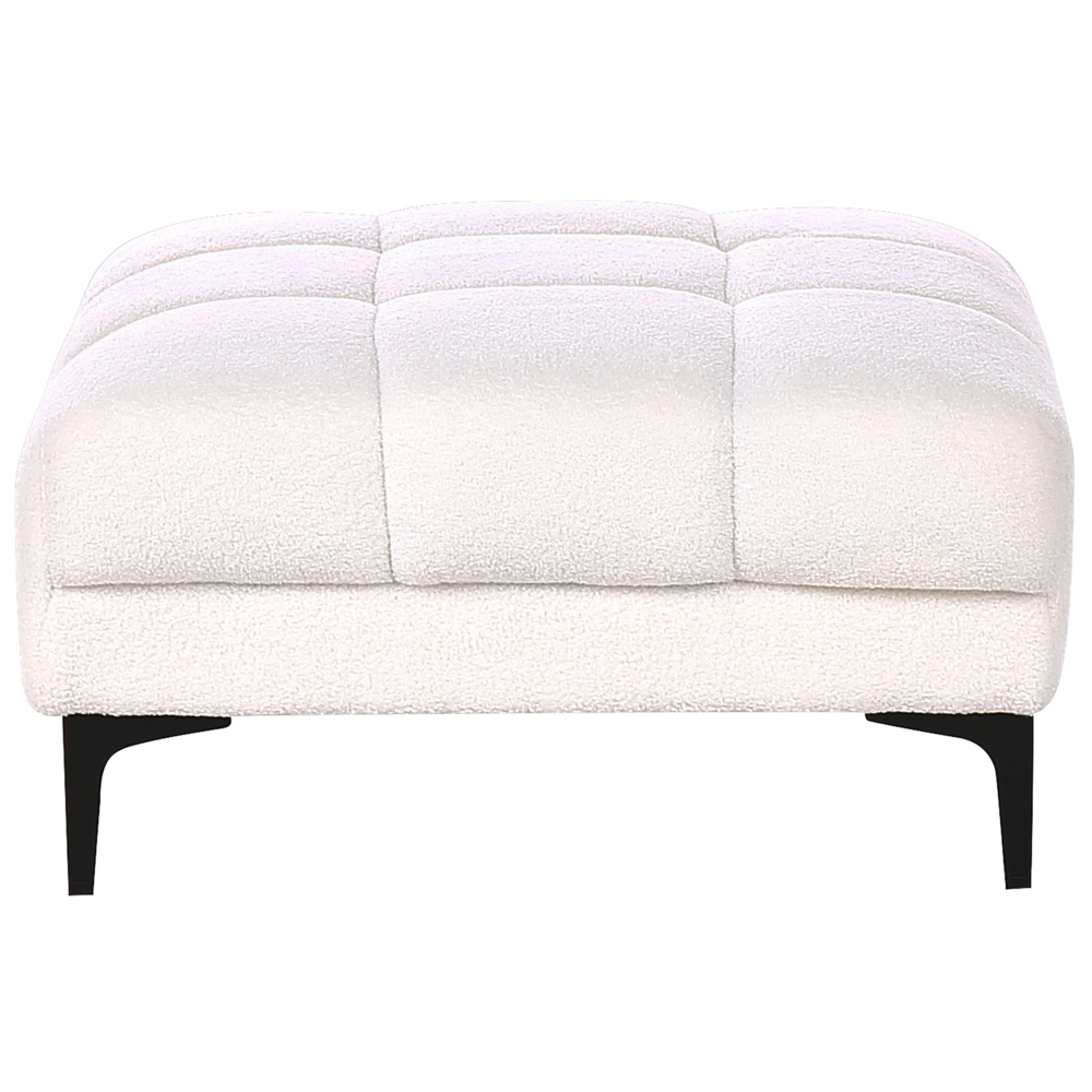 Pouf rettangolare in tessuto bouclè bianco stile elegante