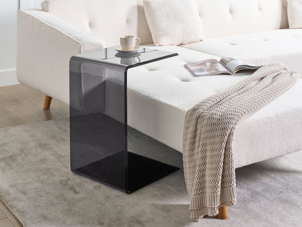 Tavolino in Vetro trasparente nero 40 x 40 cm in stile minimalista soggiorno cucina