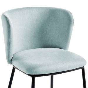 Set di 2 sedie da pranzo in poliestere azzurro Rivestimenti in metallo nero Gambe senza braccioli Schienale curvo Design moderno e contemporaneo