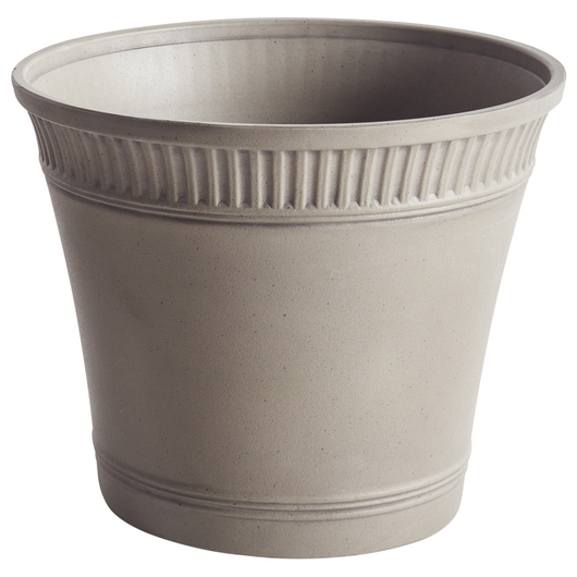 Vaso da fiori rotondo in poliresina grigio ⌀ 44 cm per uso interno ed esterno