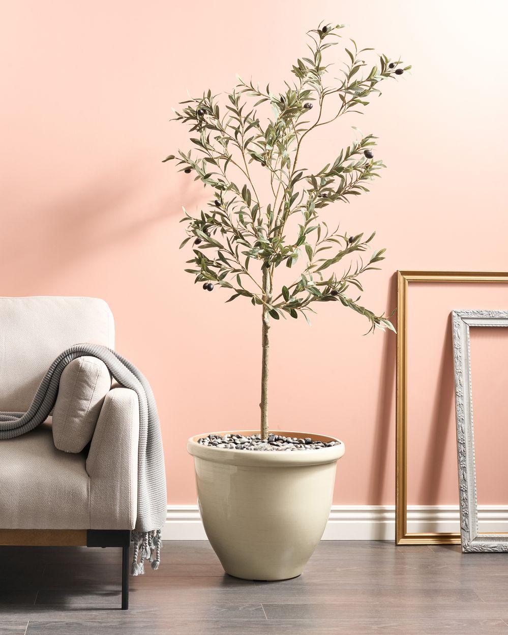 Vaso per piante Solido Beige Chiaro Pietra Miscela Poliresina Opaco Resistente all'esterno Rotondo ⌀ 49 cm