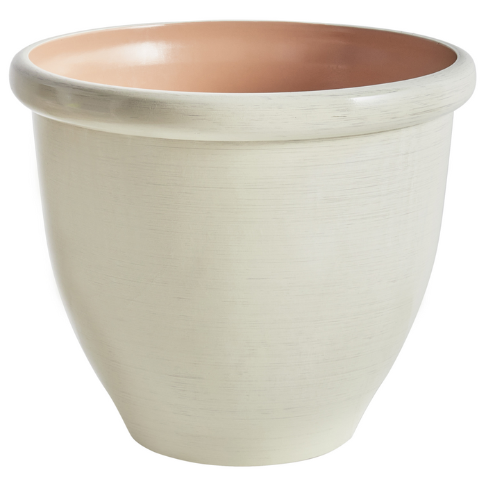 Vaso per piante Solido Beige Chiaro Pietra Miscela Poliresina Opaco Resistente all'esterno Rotondo ⌀ 49 cm