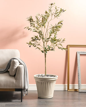 Vaso da fiori in poliresina beige chiaro ⌀ 43 cm Rotondo Finitura smaltata Uso interno ed esterno