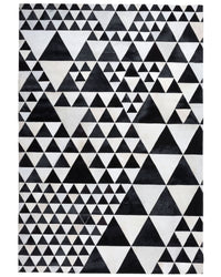 Tappeto in pelle di colore Bianco e Nero Pelle 140 x 200 cm Artigianale stile Moderno