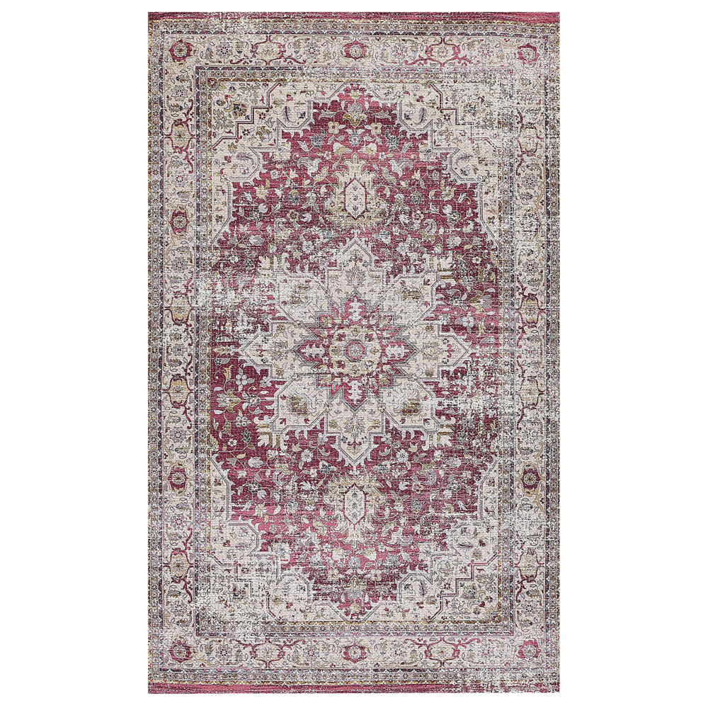 Tappeto orientale anticato soggiorno beige e rosso 150 x 230 cm