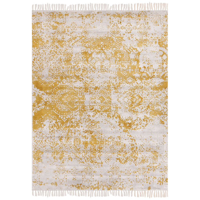 Tappeto viscosa giallo beige 160 x 230 cm orientale invecchiato soggiorno camera da letto