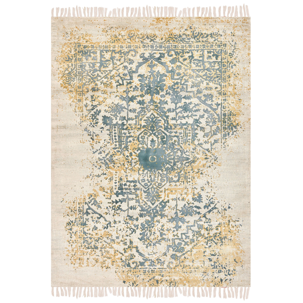 Tappeto viscosa giallo e verde 160 x 230 cm orientale invecchiato soggiorno camera da letto