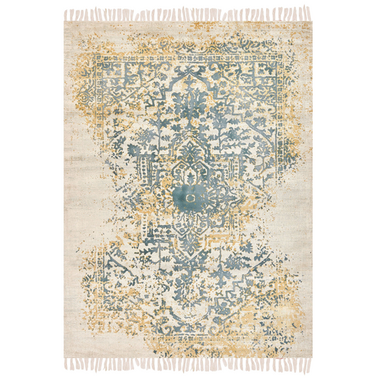 Tappeto viscosa giallo e verde 160 x 230 cm orientale invecchiato soggiorno camera da letto