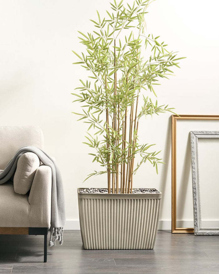 Vaso rettangolare di pietre miste in poliresina beige 58 x 28 cm interni ed esterni