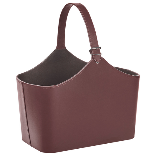 Cestino portaoggetti in ecopelle marrone fatto a mano con maniglie Portariviste tradizionale Design Rustico