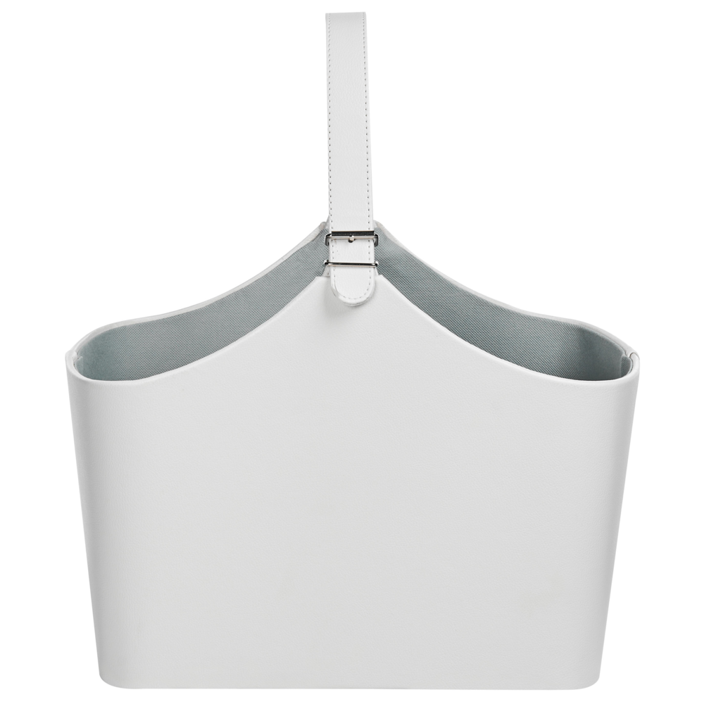 Cestino portaoggetti in ecopelle grigio chiaro fatto a mano con maniglie Portariviste tradizionale Design Rustico