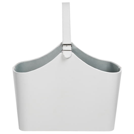 Cestino portaoggetti in ecopelle grigio chiaro fatto a mano con maniglie Portariviste tradizionale Design Rustico