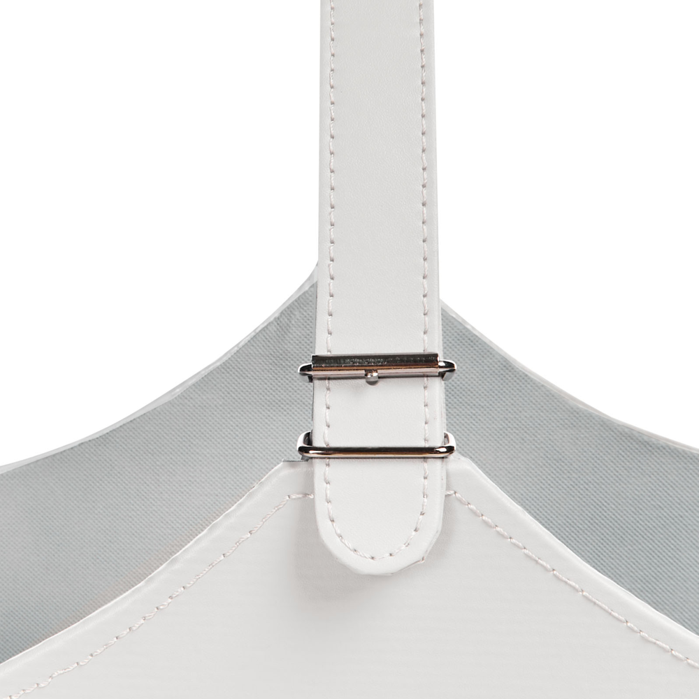 Cestino portaoggetti in ecopelle grigio chiaro fatto a mano con maniglie Portariviste tradizionale Design Rustico