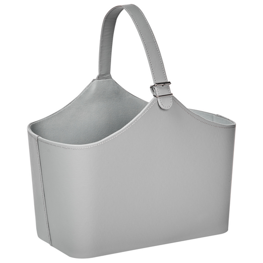 Cestino portaoggetti in ecopelle grigio fatto a mano con maniglie Portariviste tradizionale Design Rustico
