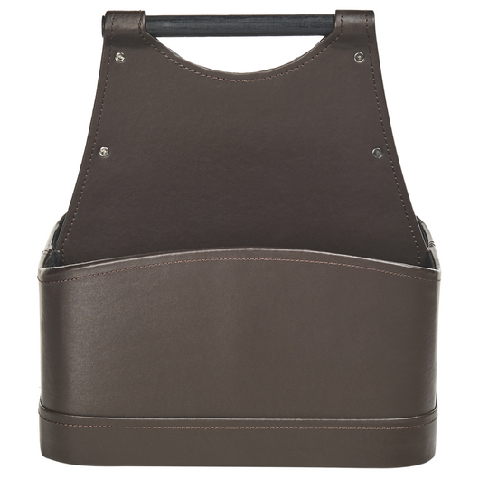 Cestino portaoggetti in ecopelle marrone scuro fatto a mano con manici Due scomparti Design rustico tradizionale