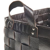 Set di 2 cesti fatti a mano in ecopelle marrone scuro con manici design retrò