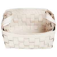 Set di 2 cesti fatti a mano in ecopelle beige con manici design retrò