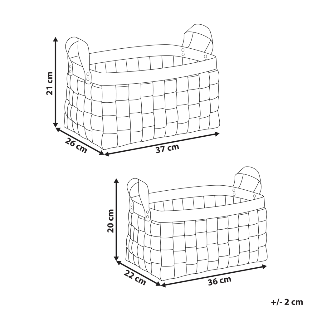 Set di 2 cesti fatti a mano in ecopelle beige con manici design retrò