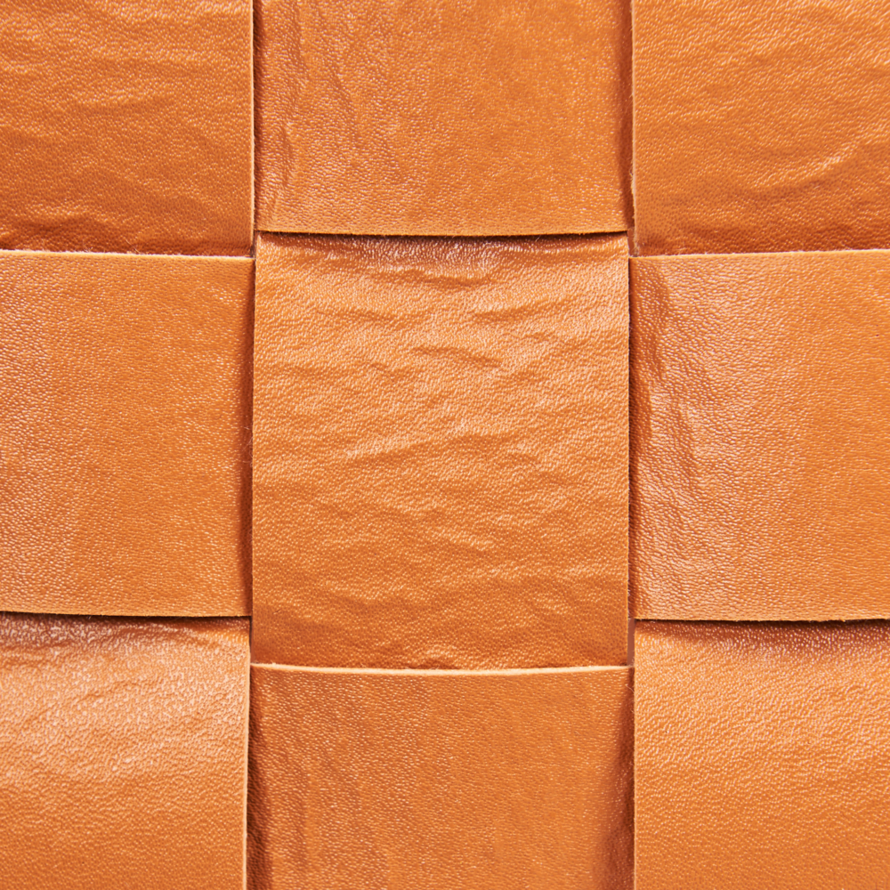 Set di 2 cesti fatti a mano in ecopelle marrone dorato con manici design retrò