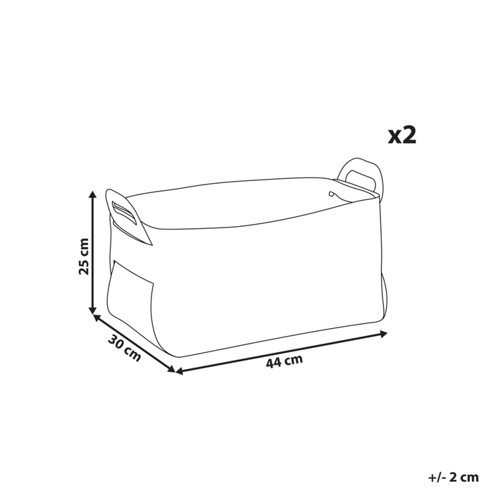 Set di 2 cesti portaoggetti in pelle sintetica nera fatti a mano con manici