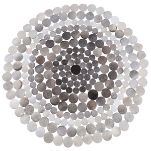 Tappeto Rotondo Pelle Grigio ø 140 cm Artigianale Contemporaneo