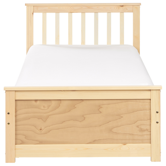 Letto in legno di pino chiaro Dimensioni singole 90 x 200 Testiera a doghe minimalista