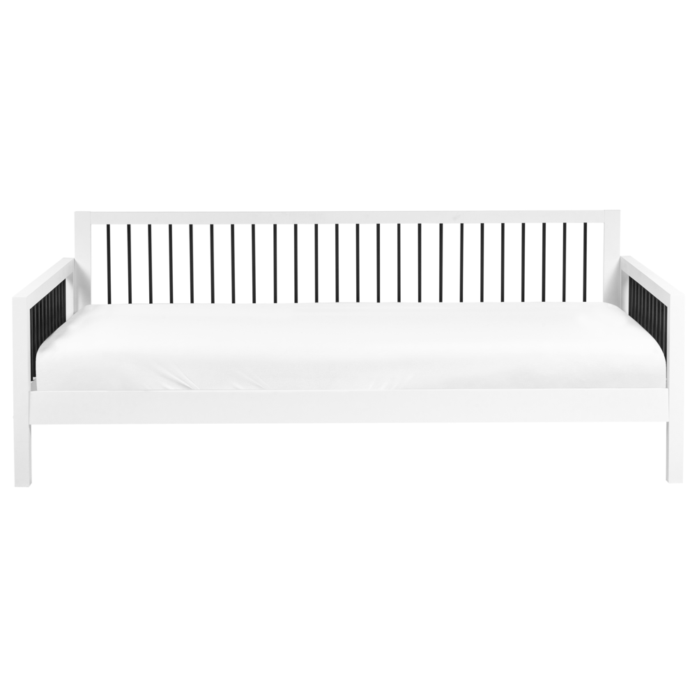 Divano letto 90 x 200 cm con struttura a doghe legno bianco e metallo elegante giardino